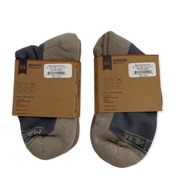 NWT 2 Pairs of MADE HERE The Pilot Ankle Grey Unisex Cotton Socks L/XL - Picture 2 of 6